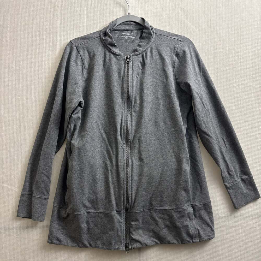Eileen Fisher Women's Size Small Gray Cotton Full Zip Lightweight Jacket